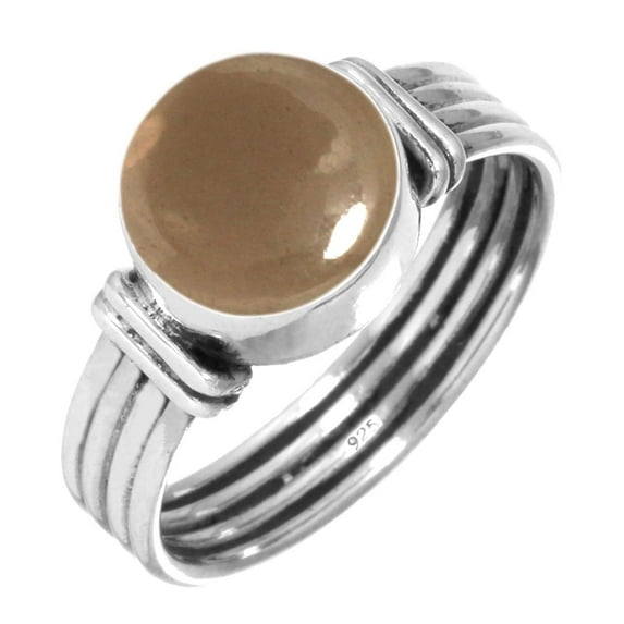 925 Silver Ring For Women - Teens Brown Smoky Topaz Stone Silver Ring Size 5 June Birthstone Handmade Silver Ring Size 5 Gift For Women On Anniversary 925 Gemstone Silver Jewelry