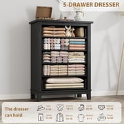 Whizmax 5-Dresser for Bedroom, 41.3 Tall Vertical Drawer Dresser with Storage Freestanding, Wooden Closet Storage Chest for Living Room, Bedroom, Entryway