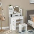 thumbnail image 1 of WIAWG Modern Vanity Set With Lighted Mirror Make up Table for Girls,White, 1 of 9