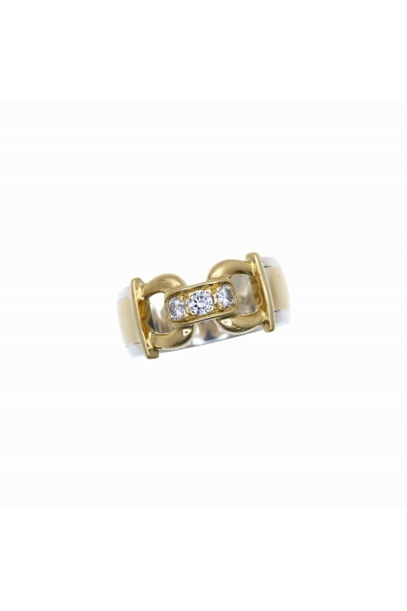 Pre-Owned Hermes 18KYG/Silver 925 Diamond Ring 18KG 750 Yellow Gold/925/Diamond Size... (Good)