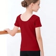 thumbnail image 5 of Girls Athletic Top Dance Shirt 100% Cotton Slim Fit Short Sleeve Round Neck Activewear for Kids Kids to Teen Wine,Size 7-8 T, 5 of 6