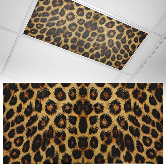 1 Pack Fashion Wild Animal Fluorescent Light Covers for Ceiling Lights Retro Brown Leopard Print Magnetic Ceiling Light Covers Overhead Light Filters for Office Classroom Home