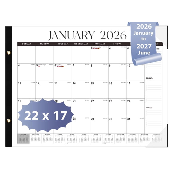 Calendario de escritorio VALOME 56 x 43 cm Planificador mensual 2026-2027