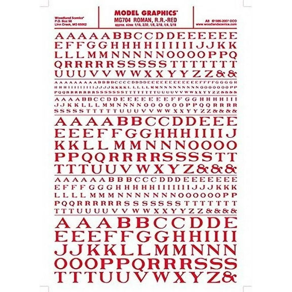 MG704 Roman R.R. Letters Red 1/16-5/16