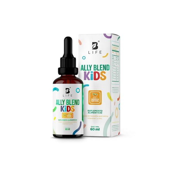 Gotas De Boswelia y Quercetina Para Niños | Adicionado Con Vitamina C y Zinc | 60 ml | Ally Blend Kids | B Life.