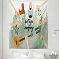 thumbnail image 1 of Happy Camper Tapestry, Let's Go Camping Typography with Hands Holding Items and a Forest on the Back, Fabric Wall Hanging Decor for Bedroom Living Room Dorm, 5 Sizes, Multicolor, by Ambesonne, 1 of 1