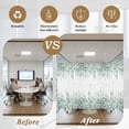 thumbnail image 5 of Teal Eucalyptus Leaves Window Privacy Film, Spring Floral Summer Botanical Static Cling UV Sun Blocking Heat Control Window Tint, Non-Adhesive One Way Windows Privacy Cover 17.7''x78.7'', 5 of 7