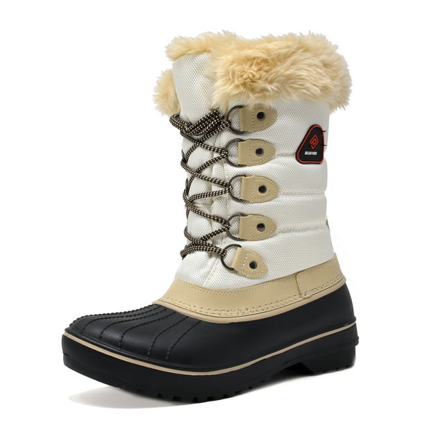Dream Pairs Mujeres Botas de nieve impermeables Piel sintetica Media pantorrilla con cordones Botas de nieve calidas de invierno DP CANADA Dream Pairs DP CANADA Walmart en linea