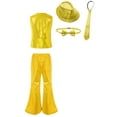 thumbnail image 2 of TiaoBug Kids Boys Girls Latin Jazz Dance Costume Sequins Waistcoat with Flared Pants Hat Bowtie Necktie Gold 5-6, 2 of 5