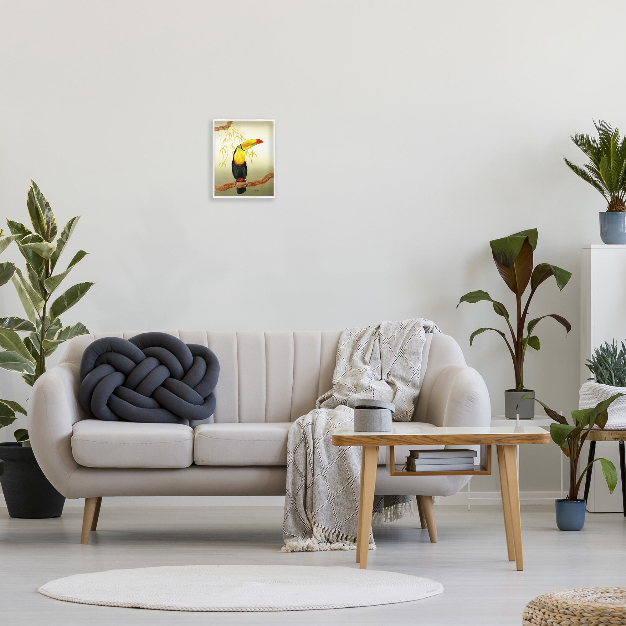 Stupell Industries Toucan on Forest Branch Animals & Insects Painting White Framed Art Print Wall Art, 11 x 14