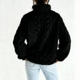 thumbnail image 4 of Fleece Quarter Zip Pullover Women Cable Knit Cozy Fuzzy Sherpa Sweater Oversized Long Sleeve Soft Half Zip Sweatshirt Black XL, 4 of 7