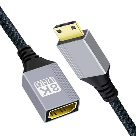 CY 8K Type-C Mini HDMI 2.1 Male to HDMI Female Extension HDTV Cable for DV Camera Laptop Portable Monitor