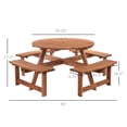 thumbnail image 2 of 8 Seater Round Wooden Pub Bench & Picnic Table, Patio Dining Set for Outdoor Patio (Umbrella Not Included), 2 of 7
