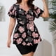 thumbnail image 4 of Traje de baño de dos piezas con estampado de tankini para mujer, de manga corta y corte conservador, con cordón ajustable. Traje de baño de dos piezas para mujer. Trajes de baño tankini para mujer. Tr, 4 of 8