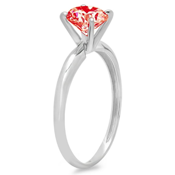 1.5 ct Round Cut Simulated Red Diamond Solitaire Engagement Ring for Women in 18K White Gold