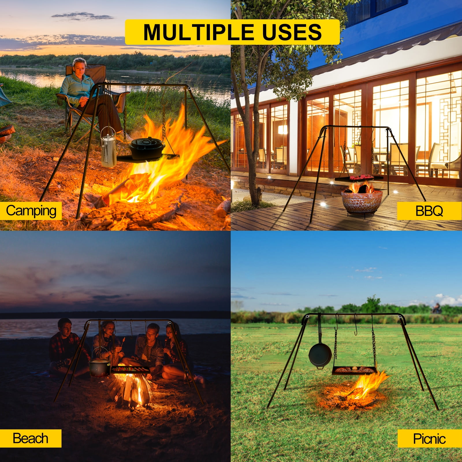 Buy VEVOR Grill Swing, 35 Campfire Cooking Stand, Carbon Steel Campfire