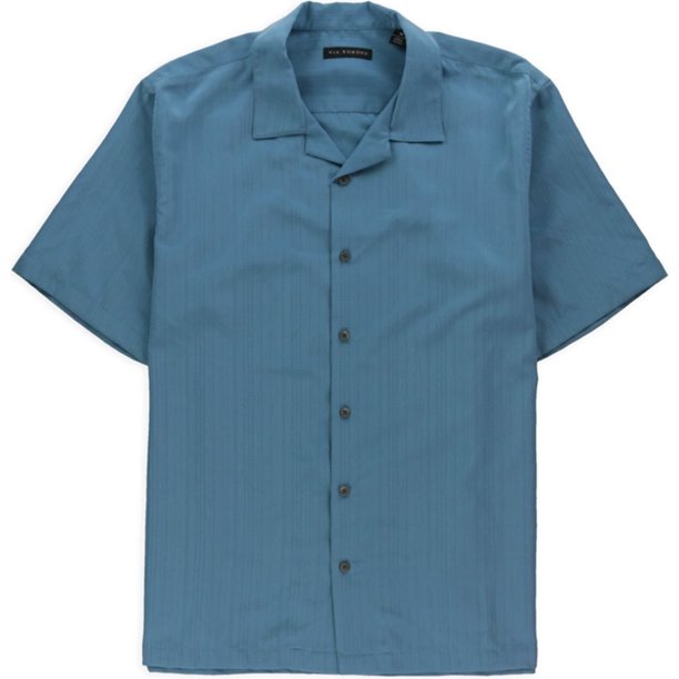 Camisa Abotonada Via Europa Rayas Verticales Azul Extragrande