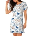 thumbnail image 2 of Balery Butterfly Camisón de manga corta con cuello redondo para mujer, cómodo y elegante., 2 of 6