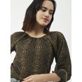 thumbnail image 5 of Moomaya Printed Top, Round Neck Sheer Long Sleeve Tops For Women, 5 of 8