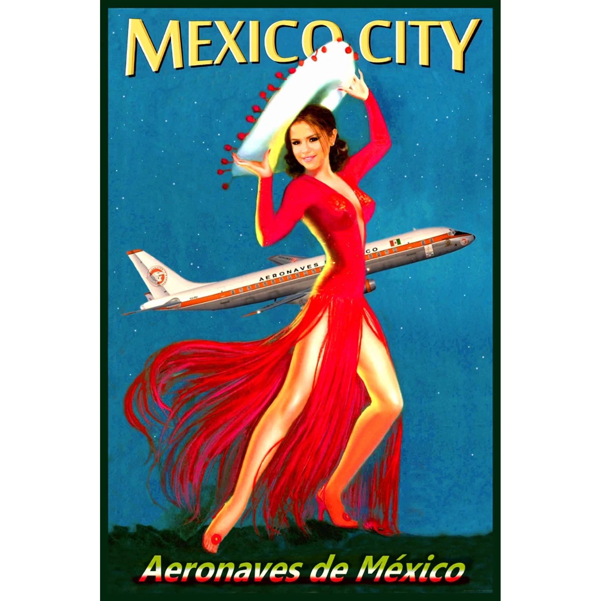 Mexico City Aeronaves De Airline Airplane Office Variant 2 Poster , Poster Print Only