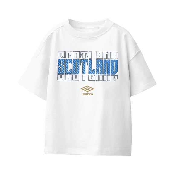 Umbro Kids Scotland Stacked Soccer T Shirt (White, XS-XL)