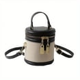thumbnail image 1 of DEBGFS Mini Sac Seau Rond Rétro - Design Chic Croisé à Contraste de Couleurs Vibrantes - Sac Cylindrique Polyvalent pour un Style à l'Avant-garde de la Mode, Noir, 1 of 7