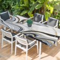 thumbnail image 2 of White Grey Marble Table Cloths for 8 Foot Rectangle Tables, Modern Abstract Art Ink Painting Patio Waterproof Elastic Fitted Tablecloths, Washable Rectangular Table Cover for Camping, 2 of 8