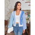 thumbnail image 2 of Womens Long Sleeve Sweater Casual Loose Knit Cardigan Multicolor Top Blue 2XL, 2 of 5