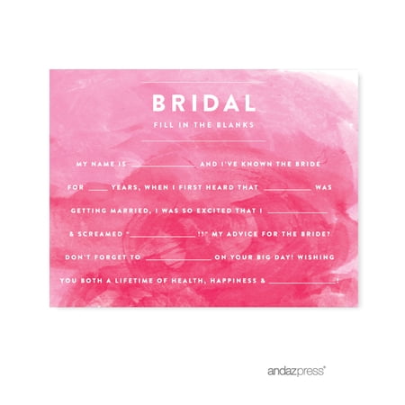 Fill-In-The-Blank - Bride Pink Watercolor Wedding Bridal Shower Game Cards  20-Pack price history on PriceWatchPro