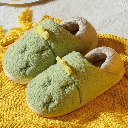 

QWZNDZGR Cute Animal Slipper For Women Fashion Kawaii Fluffy Winter Warm Slipper Couples Cartoon Milk Cow House Slides Furry Funny Shoes