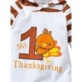 thumbnail image 4 of Qtinghua Newborn Baby Girl Boy Thanksgiving Day Romper Striped &Turkey Print Hooded Bodysuit Jumpsuit Fall Clothes Orange 6-12 Months, 4 of 7