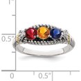 thumbnail image 4 of 14K/Silver Two-Tone Sterling Silver & 14K Three-Stone And Diamond Mother's Ring Semi-Mount (Size 5) Made In Thailand qmr26/3-5, 4 of 5