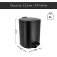 thumbnail image 2 of Stylish Black Metal Trash Can with Silent Soft Close Lid, Large 5L - 1.3 Gal Capacity, Durable Foot Pedal for Hands-Free Operation, Modern Square Design - Ideal for Bathroom, Home or Office, 2 of 10