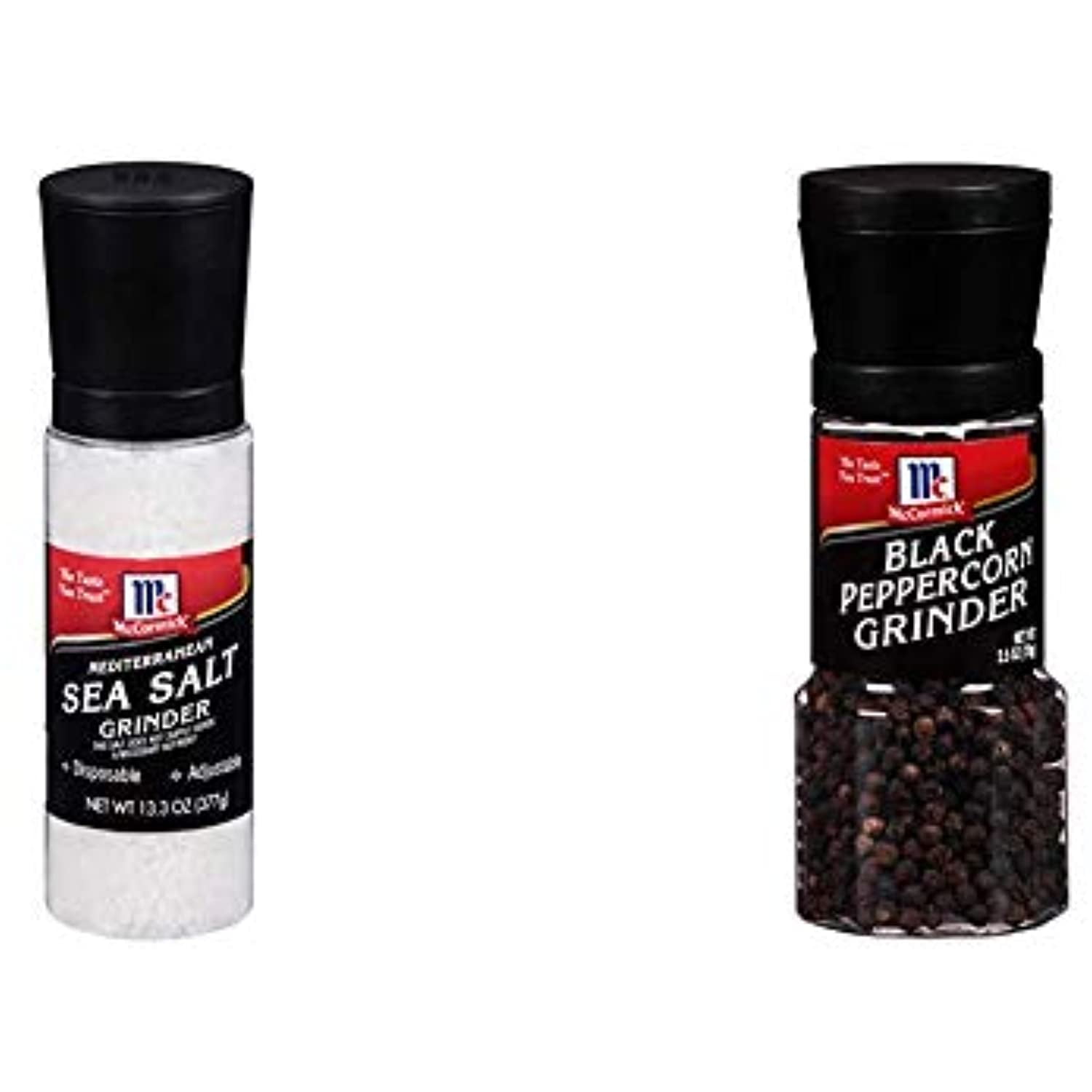 McCormick Sea Salt & Black Pepper Grinders (2) Non GMO-NEW