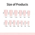 thumbnail image 5 of Uñas postizas acrílicas largas con forma de ataúd, color rosa con pedrería brillante, cobertura completa, juego de 24 piezas reutilizables., 5 of 5