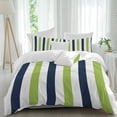 thumbnail image 2 of Green Navy Blue Striped Bedding 3 Piece Duvet Cover Set Twin Size, Farmhouse Stripe Art Soft Microfiber Comforter Cover with Zipper Closure & Pillowcases, Wrinkle & FadeResistant Quilt Cover, 2 of 9