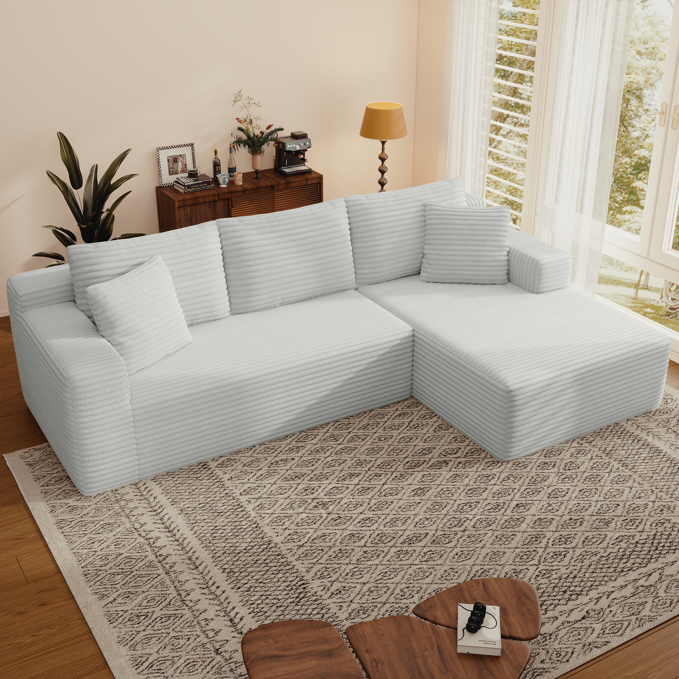 AENKYO Modular Sectional Couch with L-Shape Chaise — Modern Living Room Sofa, Gray, Right-Facing, No Assembly