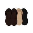 thumbnail image 3 of MeMoi 4 Pairs Women's Cushioned Fine Edge No-Show Sock Liner - Womens - Female, One Size, Brown-Tan-Black, 3 of 11