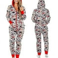 thumbnail image 1 of Pijama navideño de una pieza para mujer con capucha, estampado de Papá Noel, mono acogedor para adultos, ropa festiva para el hogar., 1 of 5