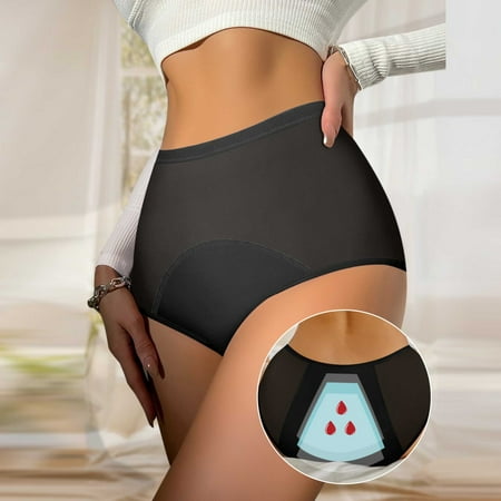 PRORMOOW High Waisted Underwear for Women  Butt Lifting Shapewear  Women s Briefs  Menses Physiological Solid Color Briefs Comfy Breathable Stretchy Panties Women s Lingerie Underwear  Black  S