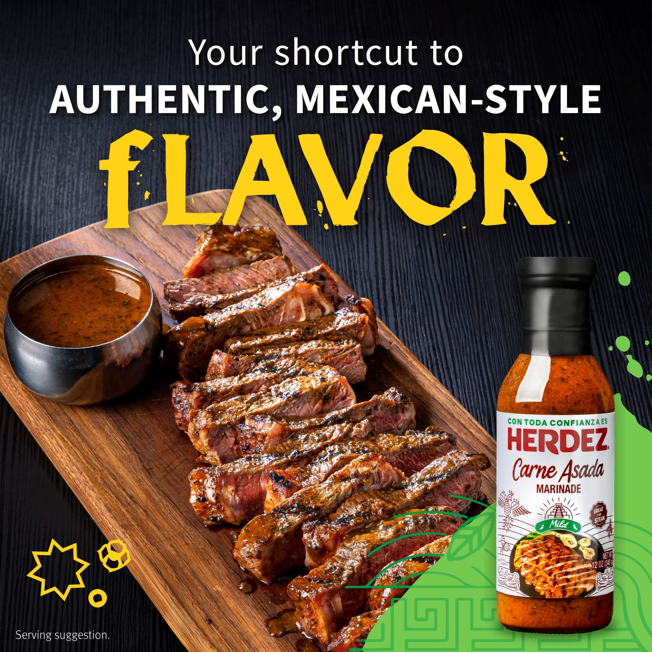 (6 pack) HERDEZ Carne Asada Marinade Mild, Marinade, 12oz Glass Bottle