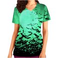 thumbnail image 2 of Shldybc Scrubs for Women Halloween Tops Skeleton Pumpkin Tops Blouse Ghost Print Uniforms & Scrubs for Women Nurse Stretchy Workwear Holiday Casual Tees Blouse Scrubs Tops with Pockets-Green, 2 of 5