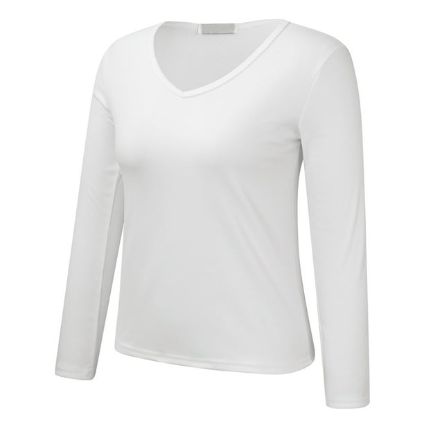 Thermal Top for Women V Neck Long Sleeve Thermal Shirts Women Crew Neck Lined Thermal Thermal