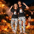 thumbnail image 7 of Halloween Pajamas Set for Family Castle Candy Crew Neck Horror Pajamas Skeleton Ghost Spooky Wide Leg Loungewear, Men:XL, 7 of 7