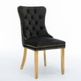 thumbnail image 6 of Sumdeal Velvet Dining Chairs Set of 2, Tall Back Side Chair, Modern Upholstered High-end Tufted Side Chair with Button Back Ring,Black with Golden Leg, 6 of 6