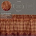 thumbnail image 5 of VHC Brands Burgundy Check Primitive 16"x60" Valance Red Rod Pocket Cotton Kitchen Window Curtains, 5 of 5