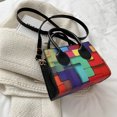 thumbnail image 3 of Bolsa de hombro geométrico colorido para mujer, de cuero, de mano (negro) Ehuebsd Para Estrenar, 3 of 9