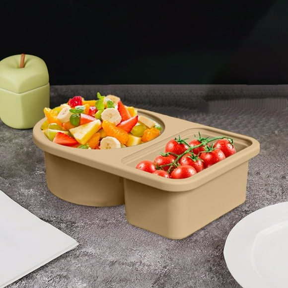 Recipiente de silicona para salsa con doble compartimento y tapa, dispensador portátil de condimentos de 15 cm para viajes, picnics y preparación de comidas al aire libre.,Vsgery