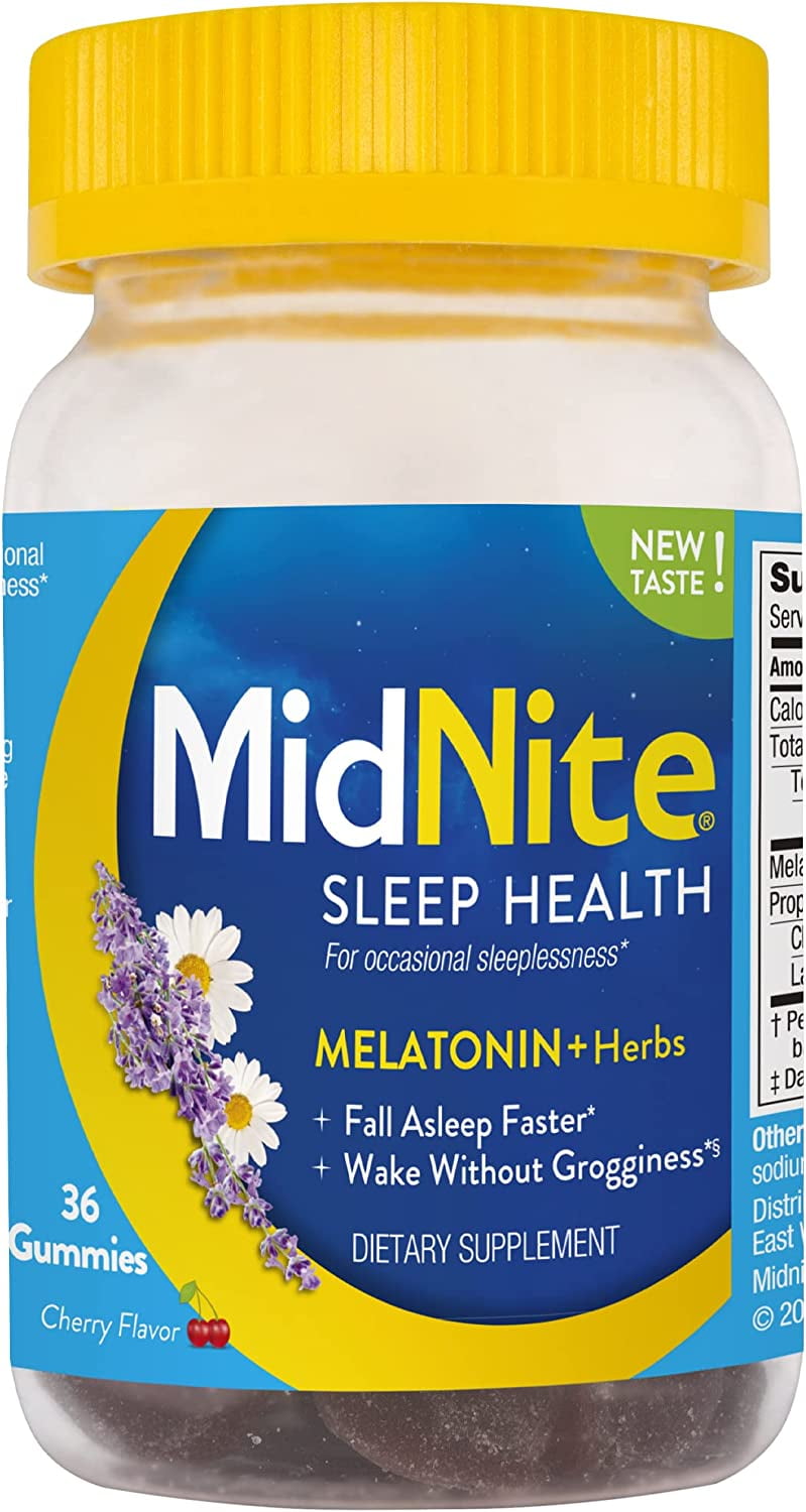 MidNite Drug-free Sleep Aid Gummies, Cherry Flavor, 36 Ct