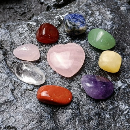 

WQJNWEQ Clearance Items Crystal Jade Chakra Combination Set Pink Crystal Love Hexagon Pillar Pendant Colorful Stone Gift Box